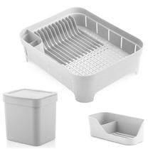 Kit Cozinha Trium Escorredor De Louças + Lixeira 2,5L + Porta Detergente - Ou