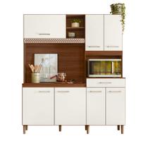 Kit Cozinha Yara 160 - 7 Portas 1 Gaveta - Avelã / Off White Cristal