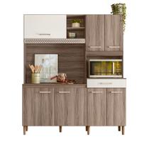 Kit Cozinha Yara 160 - 7 Portas 1 Gaveta - Carvalho Nature / Off White Cristal