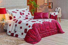 Kit Craft Edredom Casal Queen 5 Peças 200 Fios Algodão - Estampa Rosas