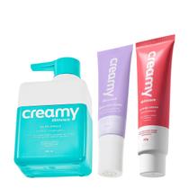 Kit Creamy Calming Cream Anti-Aging Redutor de Linhas e Gel de Limpeza (3 produtos)