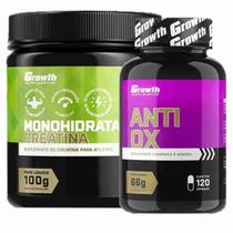 Kit Creatina 100g Monohidratada + Anti-Ox 120 Caps Growth