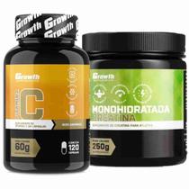 Kit Creatina 250g Monohidratada + Vitamina C 120 Caps Growth