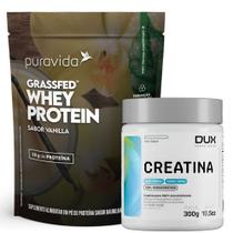 Kit Creatina 300g Dux WHey Grassfred Baunilha 450g PuraVida Kit Creatina 300g Dux WHey Grassfred Baunilha 450g PuraVida