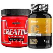 Kit Creatina 300g Integral + Vitamina C 120 Caps Growth