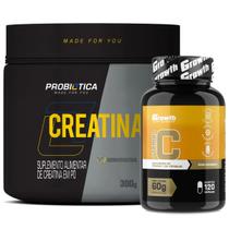Kit Creatina 300g Probiotica + Vitamina C 120 Caps Growth - Probiótica