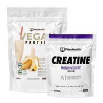 Kit Creatina 500g + Vegan Protein - Proteína Vegana de Ervilha Banana 837g - WiseHealth