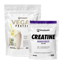 Kit Creatina 500g + Vegan Protein - Proteína Vegana de Ervilha Baunilha & Chocolate Branco 837g - WiseHealth
