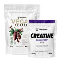 Kit Creatina 500g + Vegan Protein - Proteína Vegana de Ervilha Cacau & Chocolate 837g - WiseHealth