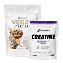 Kit Creatina 500g + Vegan Protein - Proteína Vegana de Ervilha Cookie Maltado 837g - WiseHealth