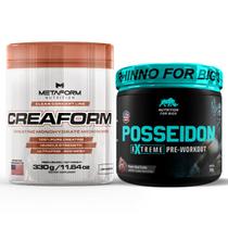 Kit Creatina Creaform Pura 330g Metaform + Pré Treino Posseidon 250g Nutrition For Bigs
