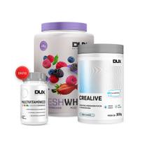 KIT CREATINA CREALIVE (CREAVITALIS) 300g + FRESHWHEY 900g + Brinde MULTI VITAMÍNICO 30 CÁPSULAS KIT CREATINA CREALIVE (CREAVITALIS) 300g + FRESHWHEY 900g + Brinde MULTI VITAMÍNICO 30 CÁPSULAS