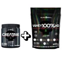Kit Creatina e Whey 100% HD Black Skull Refil 900g Choc Amendoim Kit Creatina e Whey 100% HD Black Skull Refil 900g Choc Amendoim