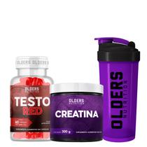 Kit Creatina em Pó 300g com Testo Red 60 Cápsulas e Coqueteleira Olders