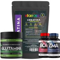 Kit Creatina + Glutamina 150g + BCAA 120 Caps + ZMA 60 Caps