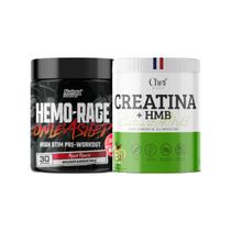 Kit Creatina HMB c/ Vitamina 300g Chef Whey + Pré Treino Ultra Concentrado 180g Nutrex
