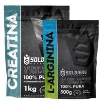 Kit: Creatina Monohidratada 1Kg + Arginina 500g - 100% Pura Importada - Soldiers Nutrition