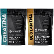 Kit: Creatina Monohidratada 250g + Glutamina 250g - 100% Pura Importada - Soldiers Nutrition