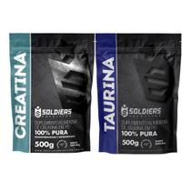 Kit: Creatina Monohidratada 500g + Taurina 500g - 100% Pura Importada - Soldiers Nutrition