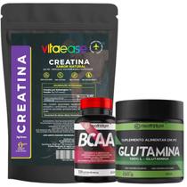 Kit Creatina Monohidratada + BCAA 120 Caps + Glutamina 150g