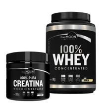 Kit Creatina Monohidratada Pura 300g + 100% Whey Concentrated Baunilha Pote1kg - Darkmoon