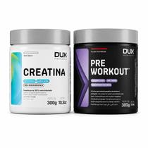 Kit Creatina Monohidratada Pura DUX 300g + Pré Treino Pre Workout DUX 300g Frutas Vermelhas Original