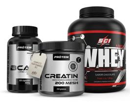 Kit Creatina Protein 250g BCAA 6.1.1 120cáps. Whey Protein 1.8 kg. Kit Creatina Protein 250g BCAA 6.1.1 120cáps. Whey Protein 1.8 kg.