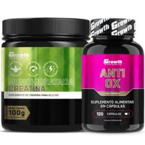 Kit Creatina Pura 100g Monohidratada + Anti-Ox 120 Caps Growth