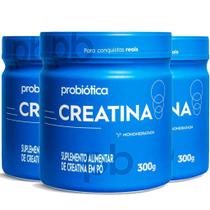 Kit Creatina Pura 300g Monohidratada Probiótica Kit 3 Potes