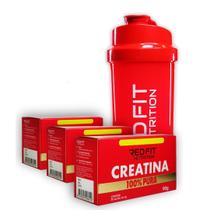 Kit Creatina Sachê 90g Shaker Roxa 600ml - 100% Pura Importada - Red Fit Nutrition
