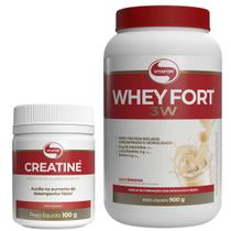 Kit Creatine 100g + Whey Fort 3W 900gr Banana - Vitafor