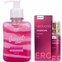 Kit Creme Aromatizante Beijavel Chiclete Sweet Glow e Perfume de Bolso Sedução