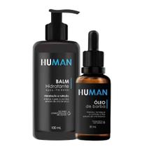 Kit Creme Balm Barba Hidratante Facial e Óleo Hidratante Fortalecedor Amacia Human 30ml