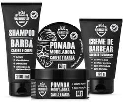 Kit Creme de Barbear + Shampoo 3 em 1 - Barba, Cabelo e Corpo + Pomada Cabelo e Barba / VALORIZE-SE MEN - QTB Cosméticos