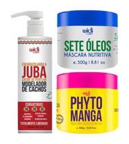 Kit Creme De Pentear Encaracolando A Juba 500ml - Máscara Sete Óleos 300ml - Phyto Manga 300ml Widi Care