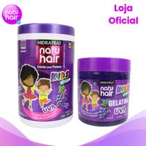 Kit Creme de Pentear Uva + Gelatina de Uva Natuhair 500g Antifrizz Modelador de cachos Definição Cachos Crespos Vegano