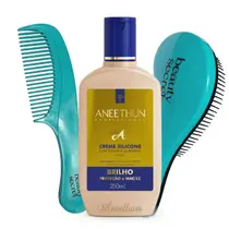 Kit Creme De Silicone 250ml Aneethun + Kit Escova e Pente