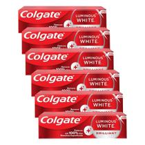 Kit Creme Dental Colgate Luminous White Brilliant Mint 140g com 6 unidades