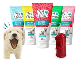 Kit Creme Dental Para Cachorro Gato Pet Clean 60g + Dedeira