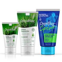 Kit Creme Depilatório Facial/Corporal Íntimo Feminino e Masculino Depilflax Depilador Indolor Depilação Rápida