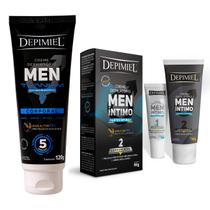 Kit Creme Depilatorio Intimo Men Depimiel 2compoentes + creme corporal Men 120gr