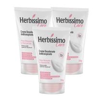 Kit Creme Desodorante Antitranspirante Herbíssimo Care Rosa Mosqueta e Niacinamida Bisnaga 55g - 3 unidades