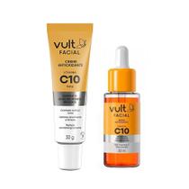 Kit Creme Facial Antioxidante Anti Idade e Sérum Facial Vult Vitamina C10 30ml Vult