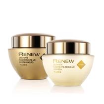 Kit creme facial avon renew restauração 45+ noite e dia 50g