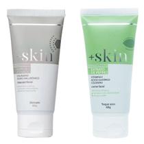 Kit Creme Facial Extrato de Pepino Ameniza Olheiras E Mascara Carvão Ativado Menos Oleosidade Poros