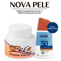 Kit Creme Facial Nova Pele 25g Clarear manchas facial Protetor Solar Facial Fator 50 Nova Pele 100ml Toque Seco