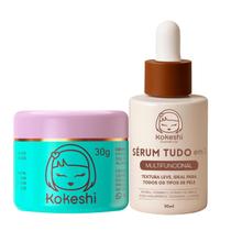 Kit Creme Facial Pele de Porcelana Sérum tudo em 1 Kokeshi