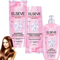 Kit Creme Hidratação Elseve Glycolic Gloss Serum Nova Linha Kit Creme Hidratação Elseve Glycolic Gloss Serum Nova Linha