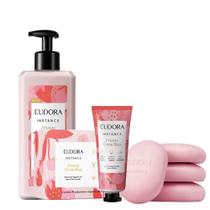 Kit Creme Hidratante 400ml Creme Mãos 30g e 4 Sabonete Eudora Instance Frutas Vermelhas 80g