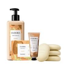 Kit Creme Hidratante Corporal 400ml Creme p/ Mãos 30g e 4 Sabonetes Eudora Instance Karité Kit Creme Hidratante Corporal 400ml Creme p/ Mãos 30g e 4 Sabonetes Eudora Instance Karité